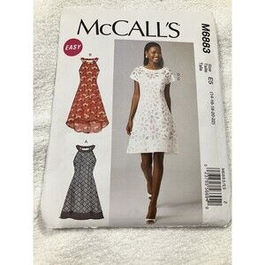 Uncut McCalls Sewing 6883 Pattern Sz Misses 14-22 Dress - Shaped Hemline